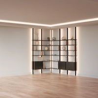 MODTRIM ONE+TWO SECTION corner Modular Bookcase with Wood Shelves + Cabinet (Copy)