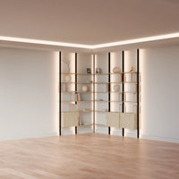 MODTRIM ONE+TWO SECTION corner Modular Bookcase with Wood Shelves + Cabinet (Copy)
