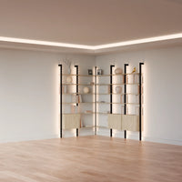 MODTRIM ONE+TWO SECTION corner Modular Bookcase with Wood Shelves + Cabinet (Copy)