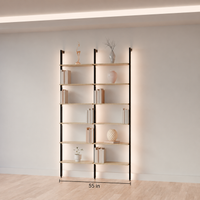 MODTRIM TWO-SECTION Modular Bookcase with floating desk & Shelves (55 in.)