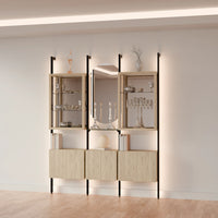 MODTRIM THREE-SECTION Curio & Glass Display Shelf Set. 79-83″