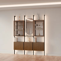 MODTRIM THREE-SECTION Curio & Glass Display Shelf Set. 79-83″