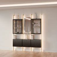 MODTRIM THREE-SECTION Curio & Glass Display Shelf Set. 79-83″