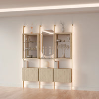 MODTRIM THREE-SECTION Curio & Glass Display Shelf Set. 79-83″