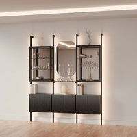 MODTRIM THREE-SECTION Curio & Glass Display Shelf Set. 79-83″