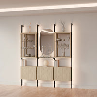 MODTRIM THREE-SECTION Curio & Glass Display Shelf Set. 79-83″