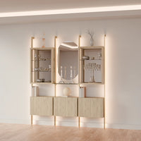 MODTRIM THREE-SECTION Curio & Glass Display Shelf Set. 79-83″