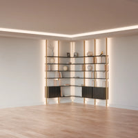 MODTRIM ONE+TWO SECTION corner Modular Bookcase with Wood Shelves + Cabinet (Copy)