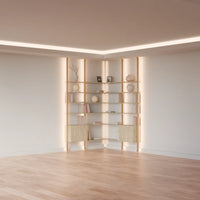 MODTRIM ONE+ONE SECTION corner Modular Bookcase with Wood Shelves + Cabinet