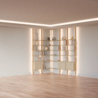 MODTRIM ONE+TWO SECTION corner Modular Bookcase with Wood Shelves + Cabinet (Copy)