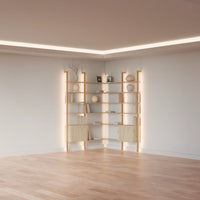 MODTRIM ONE+ONE SECTION corner Modular Bookcase with Wood Shelves + Cabinet