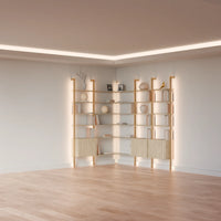 MODTRIM ONE+TWO SECTION corner Modular Bookcase with Wood Shelves + Cabinet (Copy)