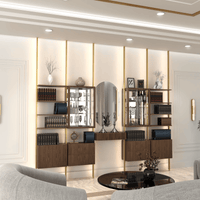 MODTRIM CHINA CLOSET AND BOOKCASE SET WITH FLOATING BUFFET & 4 DRAWERS