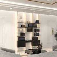MODTRIM THREE-UNIT Modular Bookcase with Wood Shelves + Cabinets + Floating desk