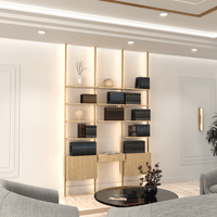 MODTRIM THREE-UNIT Modular Bookcase with Wood Shelves + Cabinets + Floating desk