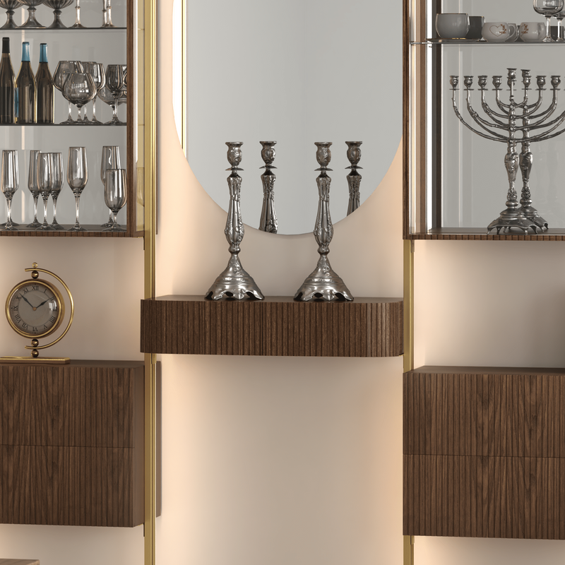 MODTRIM CHINA CLOSET SET WITH FLOATING BUFFET & 2 DRAWERS