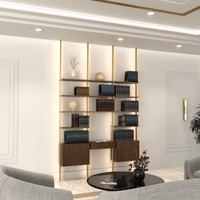 MODTRIM THREE-UNIT Modular Bookcase with Wood Shelves + Cabinets + Floating desk