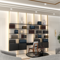 MODTRIM FIVE-UNIT Modular Bookcase with Wood Shelves + Cabinets + Floating desk